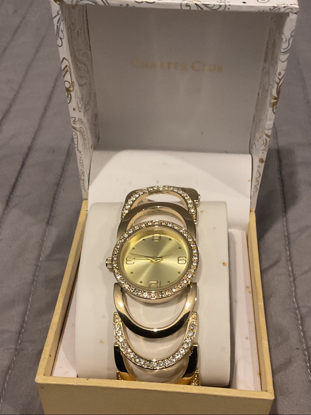 Charter Club Gold Tone Women's Watch with Crystal Accents